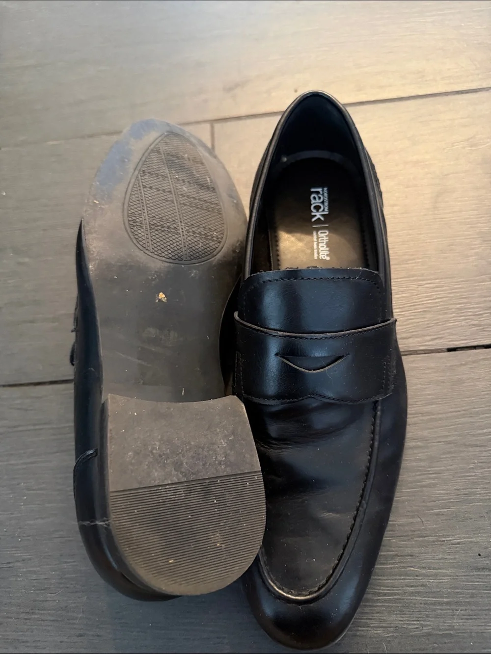 Rack London Black Leather Penny Loafers for Men